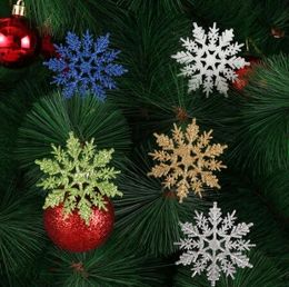 Gold Powder Snowflake for Xmas Charming White Christmas Tree Decor Xmas Party Holiday Christmas Ornaments Home Decoration GB973