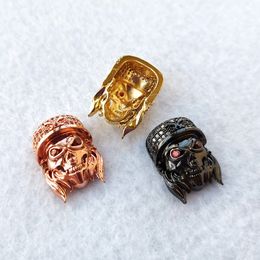 Cubic Zircon Micro Pave Skull Beads connector DIY Cool Punk Skeleton for Bracelet Jewelry Making Handmade Bulk CT489