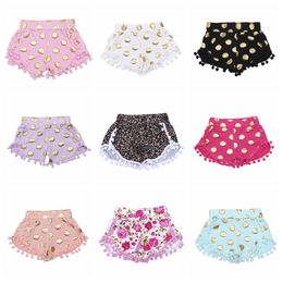 Baby Girls Shorts Kids Dot Pompon Shorts Dance Party Zebra Leopard Print Shorts Summer Tassel Fringe Pants Fashion Boutique Trousers LT267