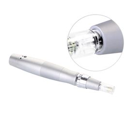 Electric Derma Pen Stamp Auto Micro Adjustable 12 Needles Roller Acne Scar Removal with 2 Cartridges