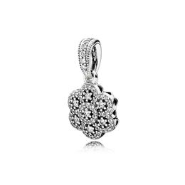 NEW 100% 925 Sterling Silver 1:1 390392CZ CRYSTALLISED FLORAL NECKLACE PENDANT Original Women Wedding Fashion Jewelry Gift