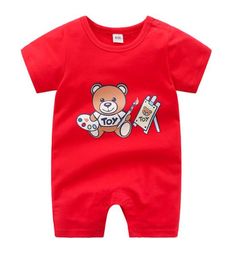 0-24 개월 새로운 패션 아기 Romper 소년 소녀 면화 짧은 소매 신생아 아기 옷 점프 슈트 만화 인쇄 유아 의류