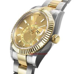Christmas gift Original box certificate Casual Modern Mens Watches 326933 Two Tone Steel Gold Champagne Index Dial 42mm Watch