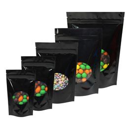 Sizes 100pc Glossy Colours Reclosable Storage Bag Tear Notch Aluminium Foil Zip Lock Stand Up Package Bags W/ Oval Window