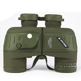 Russian Military 10x50 HD Zoom Marine Binoculars Rangefinder Compass Telescope Eyepiece Nitrogen Waterproof Army Green