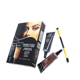 Professional Makeup Eyebrow Cream 2 colors/set Waterproof Eyebrow Gel Black Brown Eyebrow Tattoo Enhancers With Brush Kit RRA2378