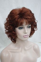 New Elegant Hivision Curly 14" Fox Red 130 Synthetic Hair Full Women's Short Wig