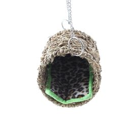 Hamster Natural Sea Grass Hammock Play Tunnel Hanging Bed Toy House for Pet Rat Hamster and other Small Animals