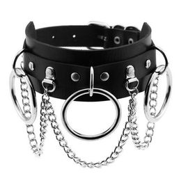 Leather Choker collar for women goth punk choker chain silver Colour harajuku Collar Sexy Vegan chocker bondage festival Jewellery GB359