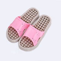 New Big Ball Massage Bottom Sandals And Slippers Female Home Indoor Bathroom Skid Hollow Leaking Couple Slippers
