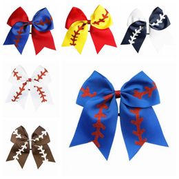 Softball Team Baseball Cheer Bows Girls Fashion Rugby Swallowtail Ponytail Hair Holders Bow Girls Hair Band Hair Accessories 8 Inch D6299