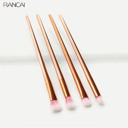 RANCAI 4pcs Golden Eyeshadow brushes Set Eye shadow Contour Blending Concealer Make Up Brush Kit Cosmetic Brush Tools brocha de maquillaje