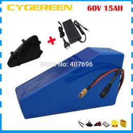 Free customs duty 750W 60V 15AH Triangle E-Bike battery 60V lithium battery 15AH use 3.7V 2500mah cell with free bag 15A BMS