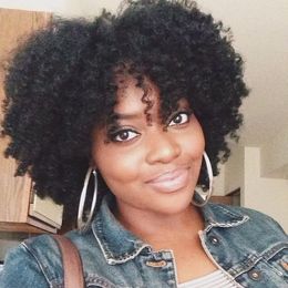 hot hairstyle afro kinky curly wigs African Ameri Brazilian Hair simulation human hair short curly wig with bang in stock