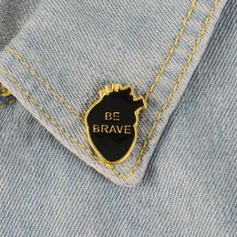 Organ Heart Enamel Pins BE BRAVE Badges Custom Brooches Pastel Lapel pin Denim Shirt Punk Black Heart Encouraging Jewellery Gift