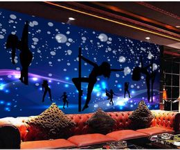 Blue Colourful karaoke bar KTV nightclub background wall modern wallpaper for living room