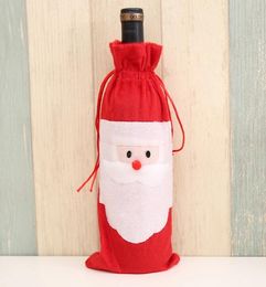 Christmas Decoration 200pcs Santa Claus Gift Festival Decorations Red Wine Bottle Cover Bags Xmas Champagne Bag