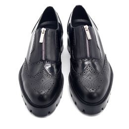 2020 Casual Genuino Cuero Calzado Diseñador Zip Ala con punta Brogue Zapatos de Negocio Altura Creciente Plataforma Formal Zapatos Masculino