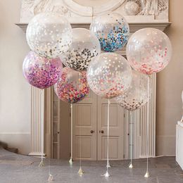 36inch Large Confetti Transparent Balloons Sequins Filled Latex Balloon Big Size Helium Balloon Wedding Birthday Party Decoration Balls