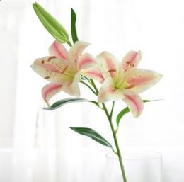 Artificial Lily Flower Real Touch Silk Lilies Bouquet Hotel Calla Lily Decorative Bouquet For Wedding Decorations WZW-LXL990