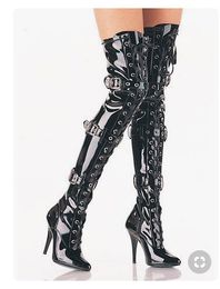 thigh high boots with belt strap