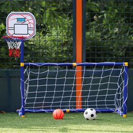 2 In 1 Outdoor Sports Basketball Stand Soccer Goal Soccer With Basketball Hoop Set For Kids Kids Mini Football Basket Basketball