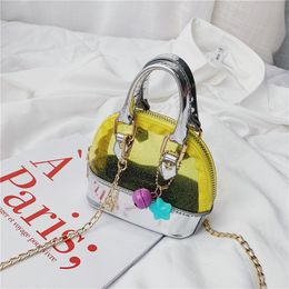 7Styles Kids Transparent Shoulder Bag Candy Color PVC Handbags Fashion Baby Girls Mini Priness Purses Snacks PU Coin Bags GGA3543-7