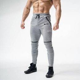 Autumn Winter Fold Zipper Mens Jogger Sweatpants Run Sports Workout Training Trousers Male Gym Fitness Bodybuilding Pants With M-2XL