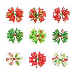 Christmas Accessories Kids Hair Clips Ties Bows Colourful Cartoon Tree Snowman Cloth Bowknot Barrettes Girls Headwear Decoration Xmas Gifts Jewellery