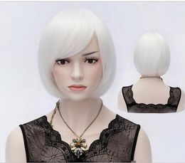 FREE SHIPPIN + + Fashion Bob wig dance party wig Synthetic Fibre Short White Bob Wigs for Women