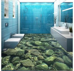 Customised 3D photo mural wallpaper pvc self-adhesive waterproof flooring wall sticker 3D cobblestone bathroom floor decoration painting