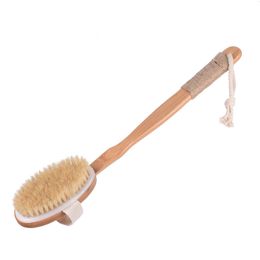 Long Handle Natural Boar Bristles Bath Brush Back Brush With Long Bamboo Handle Exfoliating Dry Skin Shower Brush