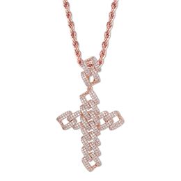 Wholesale- Personality Cross Pendant Necklace Zircon Man's Necklace Hip Hop Jewellery Iced Out Pendant For women's New