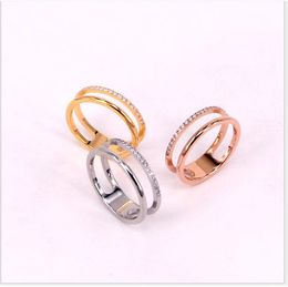 Micro-studded couple ring Korean fashion titanium steel plated rose gold index finger ring