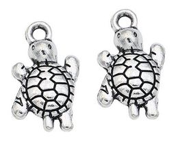 100pcs Silver Plated Tortoise Turtle Charms Pendants for Jewlery Making 21x12mm