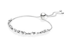 925 Sterling Silver Adjustable size Crystal Shine Bracelet for Pan-dora Charms Bracelet Women Wedding Jewellery Bracelets W268
