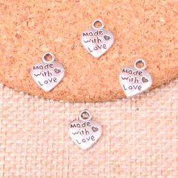188pcs Charms heart made with love 10mm Antique Making pendant fit,Vintage Tibetan Silver,DIY Handmade Jewelry