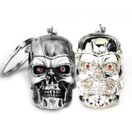 10pcs/Lot Fashion Keyrings Jewellery Silver Pendant Movie Terminator Skeleton Mask Keychain Skull Key Ring for Men Car Key Chain