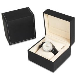 Fashion Watch Box Single Slot PU Leather Wristwatch Display Case Bracelet Jewelry Holder Storage Organizer with Cushion Pillow for Men Women