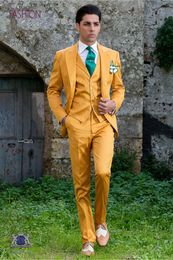 Fashionable One Button Groomsmen Peak Lapel Groom Tuxedos Men Suits Wedding/Prom/Dinner Best Man Blazer(Jacket+Pants+Tie+Vest) 751