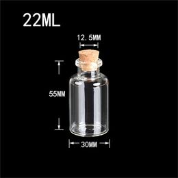 22ml Transparent Glass Bottles Cork Empty Glass Bottle Jars Container 30*55*12.5mm 50pcs/lot Wholesale Bottles