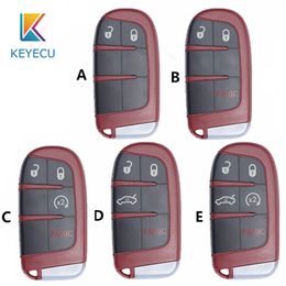 Keyecu Red Replacement Remote Key Shell Case Fob 2+1 Button for Chrysler Jeep Dodge 2011-2018