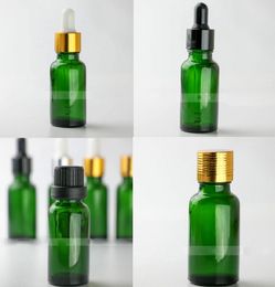 20ml Empty Travel Mini Portable Green Essential Oil Dropper Cover Glass Refillable Bottles Liquid Bottles with Skin Care Tools