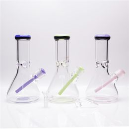 10inch Clear Beaker Glass Bong Double Colour Edge Smoking Pipe