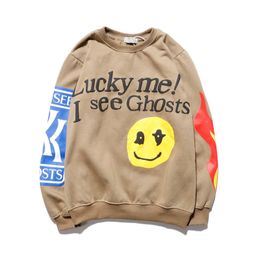 Men's hoodie Sweatshirt 23ss Fashion Simple smiley face rebirth alphabet printed High street trend Hip Hop hoodie sweatshirt anime coat