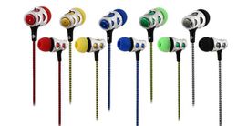 SF-A14 3.5mm Colour braided wire electroplating headphones Bass in-ear headphones Headphones wholesale mobile phone call with mic without box