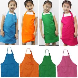 Cute Children Plain Apron Kids Kitchen Cooking Accessory Candy Color Child Baking Apron Baby Painting Bib