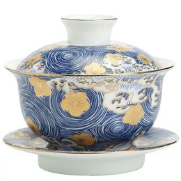 Handpainted Enamel Gaiwan High Quality Ceramic Tea Tureen Accessories Chinaware Tea Service Home Decor