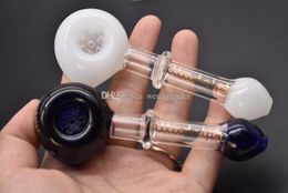 newest thick heady 4.13inch mini glass spoon smoking pipe white Blue cheap protable travel tobacco glass hand pipe