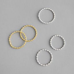 New 100% 925 Sterling Silver Twist Rings For Women White Gold /18K Gold Color Finger Ring Simple Fine Jewelry